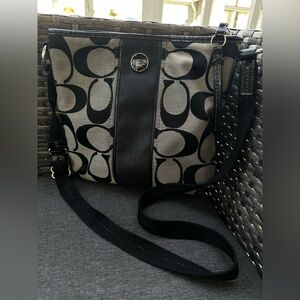Coach Black and Gray Signature Crossbody Bag